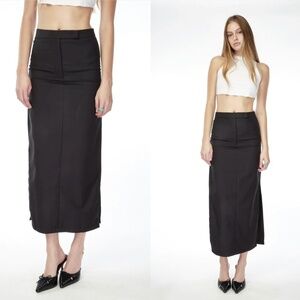 Vintage Y2K Column Utility Skirt Point Zero x Nicole Benisti Black Pockets Sz 13